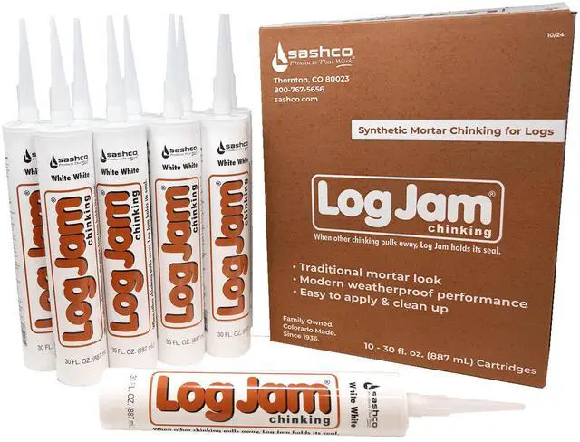 Main image of Log Jam Acrylic Latex Chinking Caulk, 30 oz Cartridge, White White (Pack of 10)