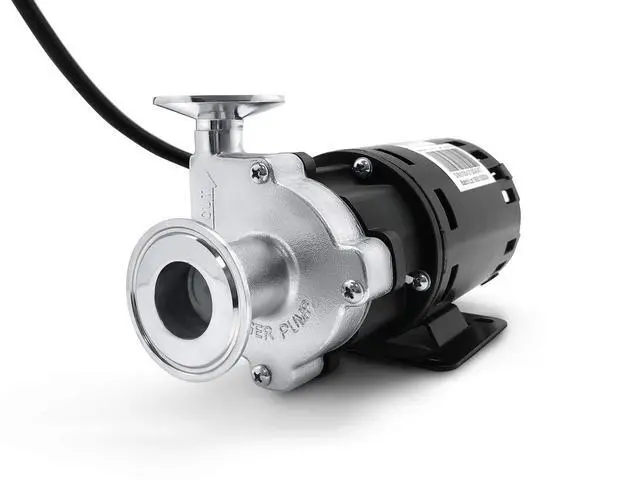Alt view image 2 of 6 - CHUGGER PUMP TRI-XCPSS-CI-1 Tri Clover X-DRY Run Dry Protection, Molded 1 1/2" Tri-Clamp Fittings, SS, 115 Volt Home Brewing System Beer Pump, ETL-Certified, Approved Carbon Bearing Material
