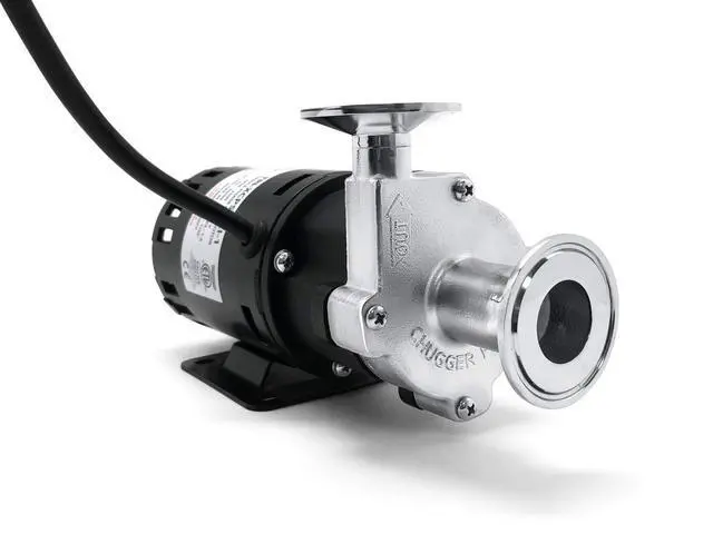 Alt view image 6 of 6 - CHUGGER PUMP TRI-XCPSS-CI-1 Tri Clover X-DRY Run Dry Protection, Molded 1 1/2" Tri-Clamp Fittings, SS, 115 Volt Home Brewing System Beer Pump, ETL-Certified, Approved Carbon Bearing Material
