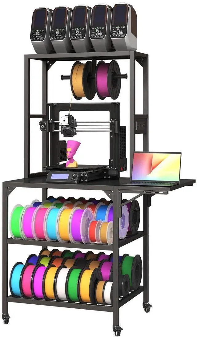 Main image of 3D Printer Stand, Heavy Duty 3D Printer Table Stand with Filament Storage Rack, T-Shaped Spools Holder Rack with Wheels,3D Printer Workbench for 3D Printing Studio