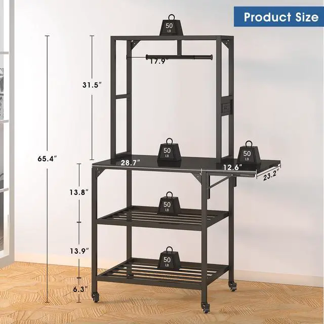 Alt view image 2 of 6 - 3D Printer Stand, Heavy Duty 3D Printer Table Stand with Filament Storage Rack, T-Shaped Spools Holder Rack with Wheels,3D Printer Workbench for 3D Printing Studio