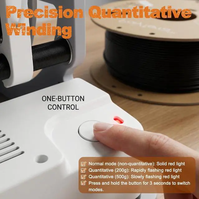 Alt view image 3 of 6 - Motorized 3D Filament Respooler, Filament Spool Winder with Quantitative Mode, Smart Start and Stop for 1kg Spools, Wrap Neatly Without Tangling for PLA/PETG/ABS/Other 3D Printing Materials