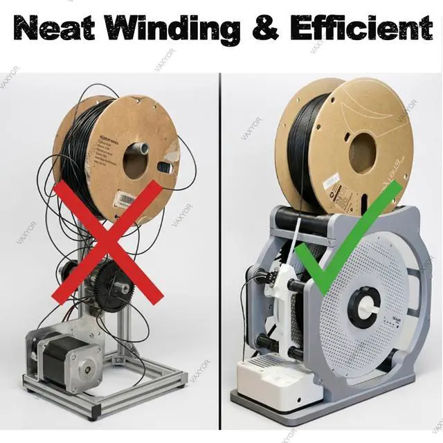 Alt view image 4 of 6 - Motorized 3D Filament Respooler, Filament Spool Winder with Quantitative Mode, Smart Start and Stop for 1kg Spools, Wrap Neatly Without Tangling for PLA/PETG/ABS/Other 3D Printing Materials