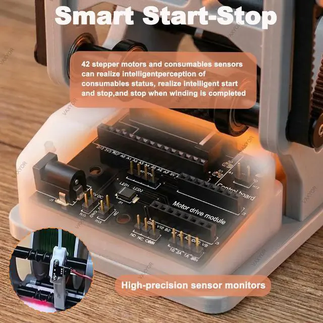 Alt view image 5 of 6 - Motorized 3D Filament Respooler, Filament Spool Winder with Quantitative Mode, Smart Start and Stop for 1kg Spools, Wrap Neatly Without Tangling for PLA/PETG/ABS/Other 3D Printing Materials