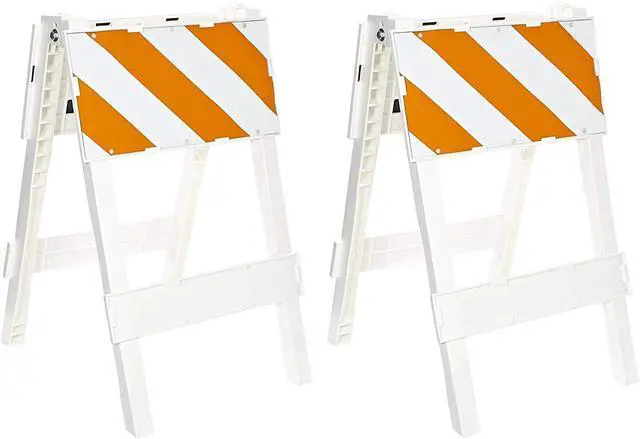 Main image of 97-01-001 Polypropylene Type I Folding Barricade, 24" Width x 40" Height, Orange on White (Pack of 2)