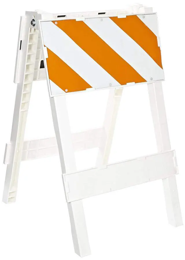Alt view image 2 of 2 - 97-01-001 Polypropylene Type I Folding Barricade, 24" Width x 40" Height, Orange on White (Pack of 2)