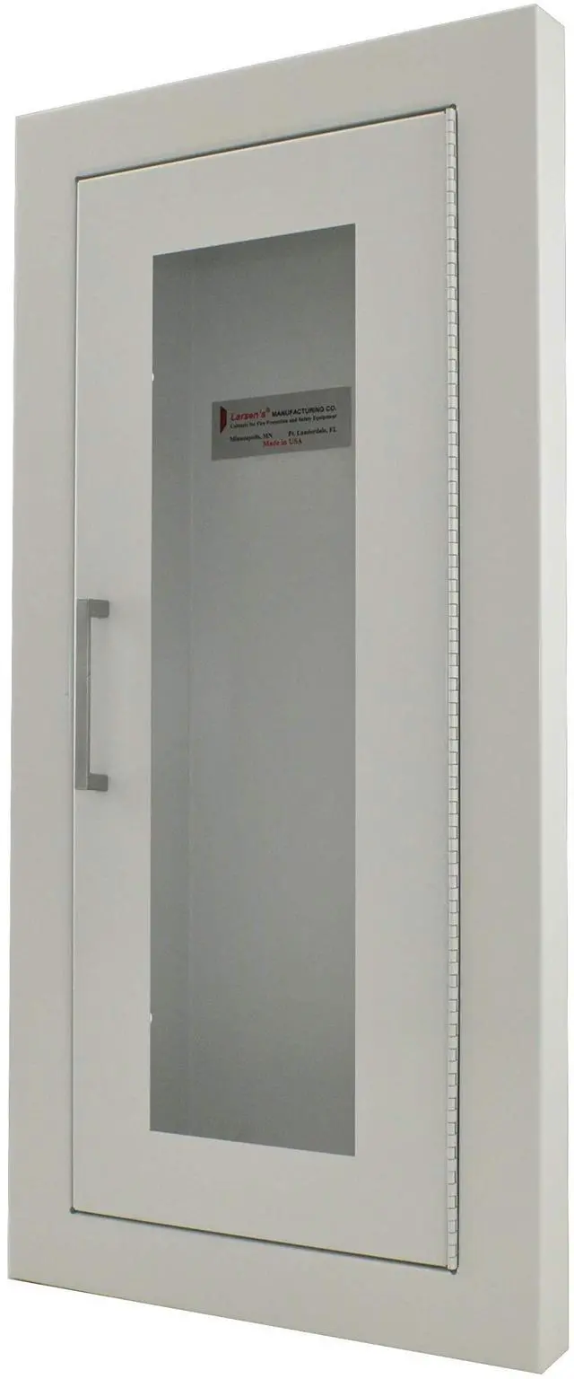 Main image of 2409-5R Semi-Recessed Fire Extinguisher Cabinet-White Baked Enamel-Full Clear Acrylic Door