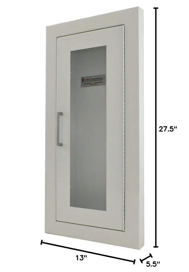 Alt view image 2 of 2 - 2409-5R Semi-Recessed Fire Extinguisher Cabinet-White Baked Enamel-Full Clear Acrylic Door