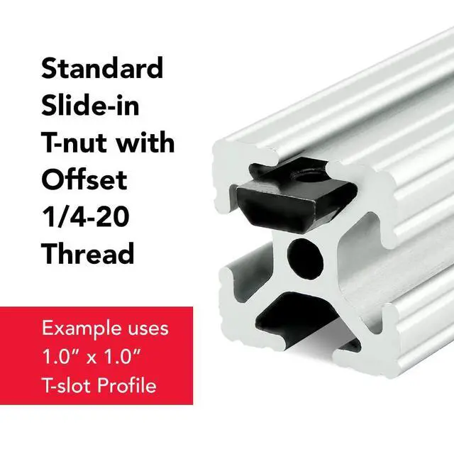 Alt view image 6 of 6 - 8020, 3204, 10 Series 1/4-20 Steel Standard Slide in T-Nut Nut Hardware for 1 Inch Based Extruded Aluminum T Slot Extrusions (100 Pack)