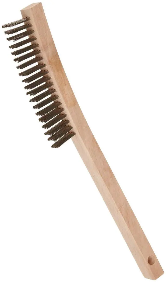 Main image of 44054 Hand Wire Scratch Brush,.012 Stainless Steel Fill, Curved Handle, 3 X 19 Rows (Pack of 12)