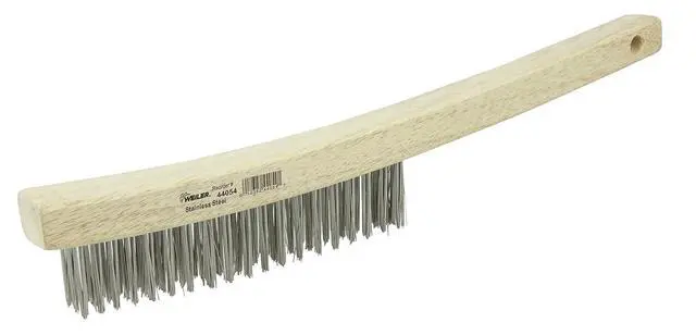 Alt view image 2 of 3 - 44054 Hand Wire Scratch Brush,.012 Stainless Steel Fill, Curved Handle, 3 X 19 Rows (Pack of 12)
