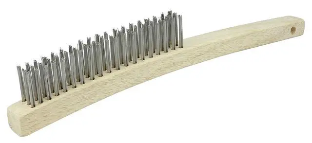 Alt view image 3 of 3 - 44054 Hand Wire Scratch Brush,.012 Stainless Steel Fill, Curved Handle, 3 X 19 Rows (Pack of 12)