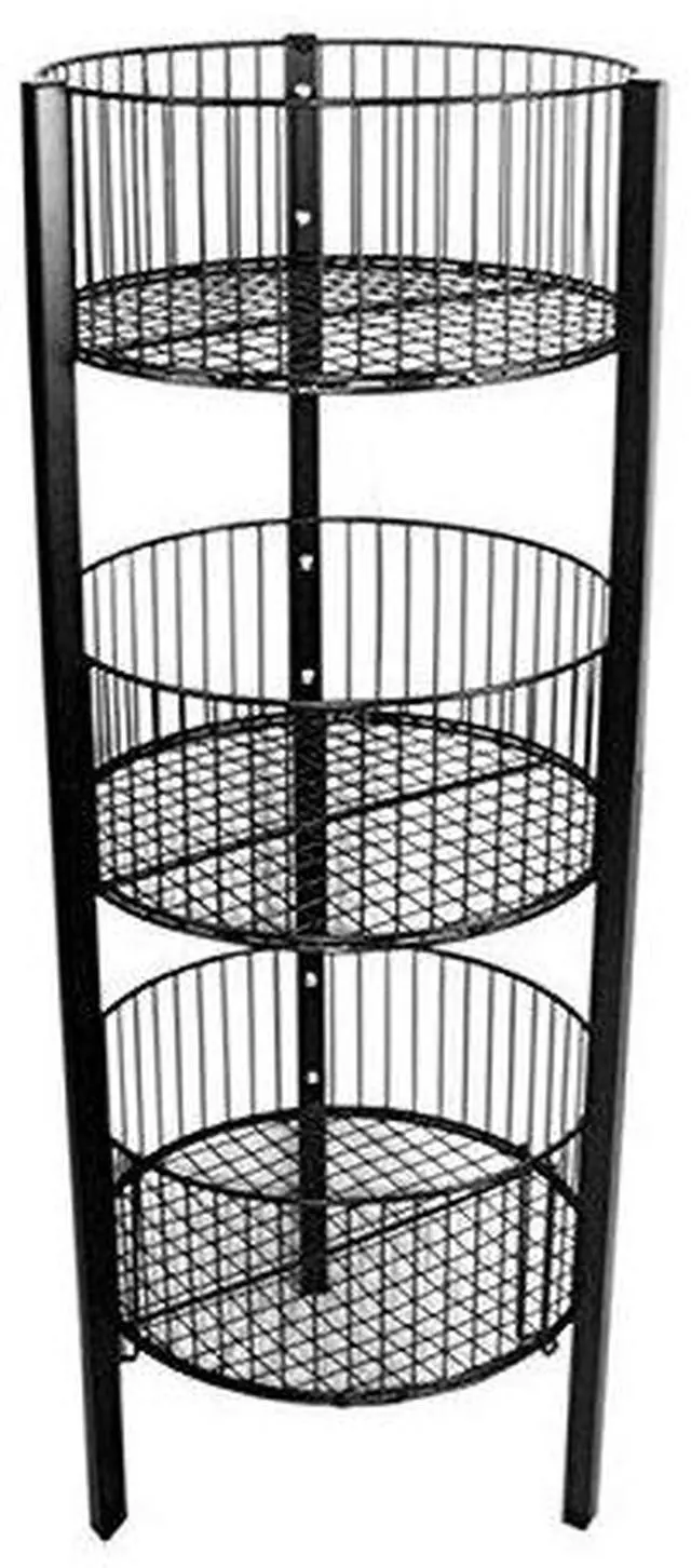 Main image of AMKO 3332B 3-Tier Bin Floor Standing Fixture for Household Needs, Storage Baskets. Retail Store Fixtures, Equipment