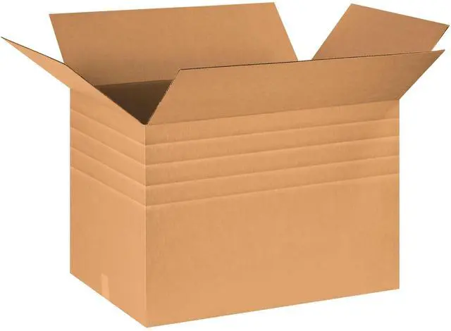 Main image of 10 Pack of Heavy-Duty Multi-Depth Corrugated Cardboard Boxes, 30" L x 20" W x 20" H, Kraft, Shipping, Packing and Moving