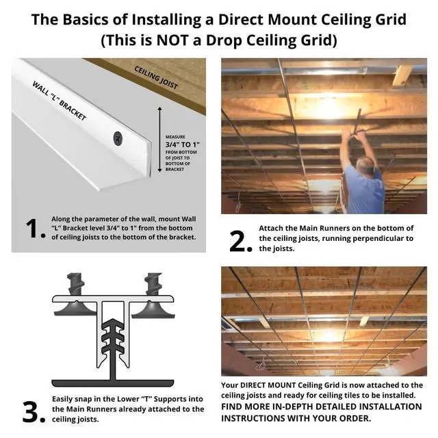 Alt view image 5 of 5 - Direct-Mount Ceiling Grid Kit (170sqft, Black)
