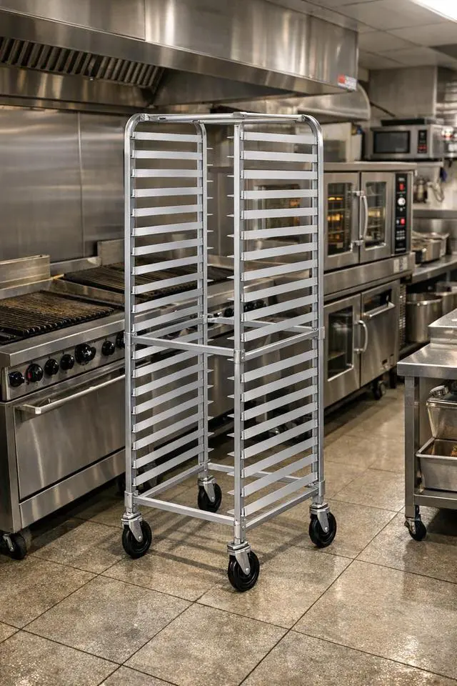 Alt view image 2 of 6 - Commercial Knocked Down 20-Tier Aluminum End Load NSF Bun/Sheet Pan Rack | Bakeries, Caterers, Kitchens, Restaurants | (#32L-035)