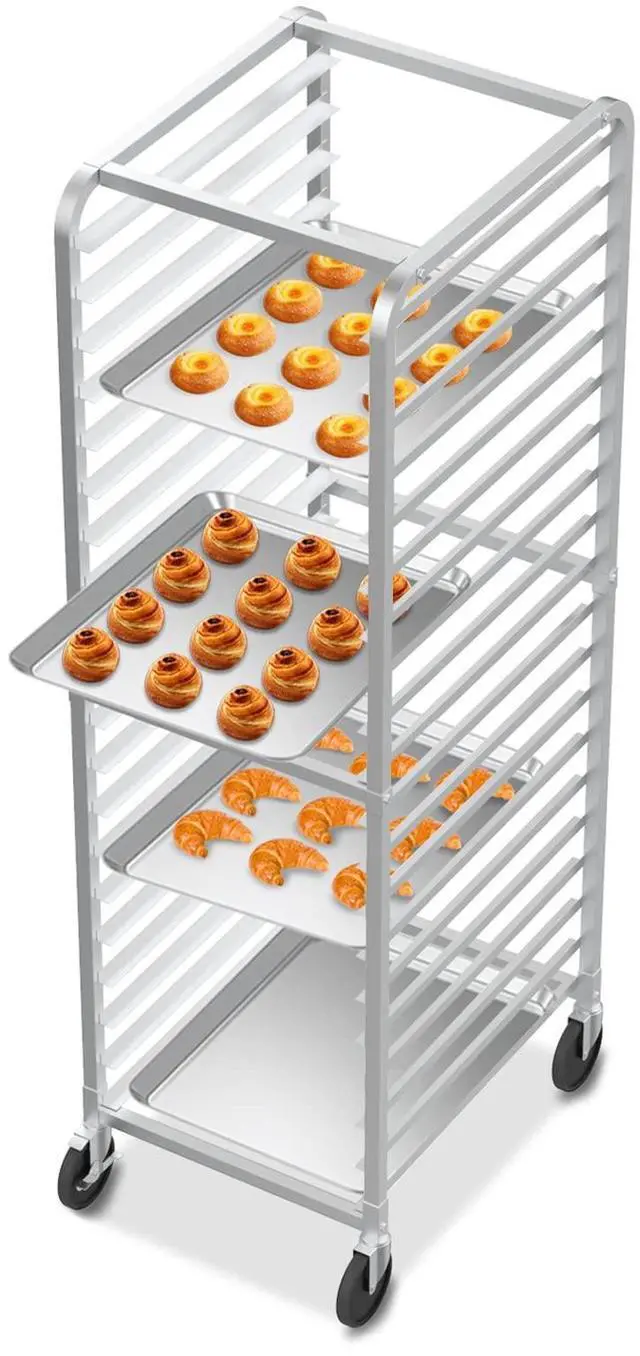 Main image of Upgraded 20-Tier Full/Half Sheet Pan Rack, Aluminum Bakery Rack, Speed Rack, Bakers Rack with Lockable Wheels for Home Commercial Kitchen, Restaurant, Cafeteria, Dessert Shop, 68.5H
