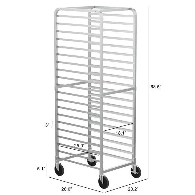 Alt view image 4 of 6 - Upgraded 20-Tier Full/Half Sheet Pan Rack, Aluminum Bakery Rack, Speed Rack, Bakers Rack with Lockable Wheels for Home Commercial Kitchen, Restaurant, Cafeteria, Dessert Shop, 68.5H