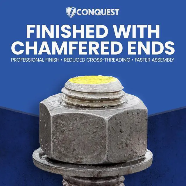Alt view image 5 of 6 - Conquest Type 304 Stainless Steel Threaded Rod 3/4"-10 x 36 Inches (4-Pack) - Coarse Threaded All-Thread Rods for Industrial and Outdoor Use