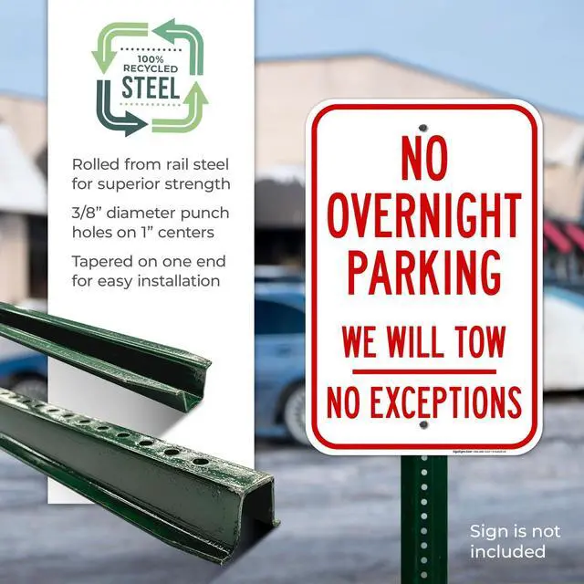 Alt view image 5 of 6 - U Channel Sign Post, 7 Feet Tall 2 LBS Steel per Foot, Heavy Weight Post, Baked on Green Enamel,(3 Pack)