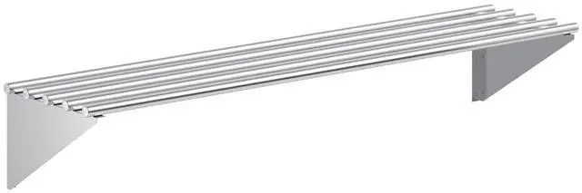 Main image of 14 in. x 60 in. NSF Stainless Steel Tubular Wall Shelf | Heavy-Duty Metal Shelving for Appliances & Equipment | Ideal for Kitchen, Restaurant, Garage, Laundry, Utility Room