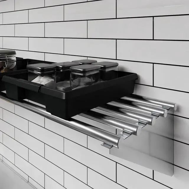 Alt view image 6 of 6 - 14 in. x 60 in. NSF Stainless Steel Tubular Wall Shelf | Heavy-Duty Metal Shelving for Appliances & Equipment | Ideal for Kitchen, Restaurant, Garage, Laundry, Utility Room