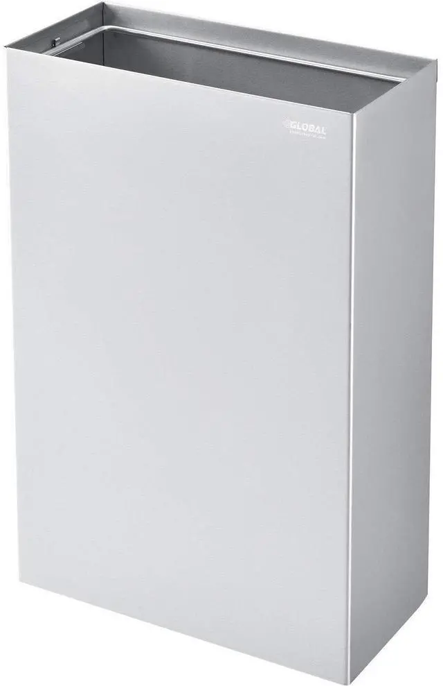 Main image of Stainless Steel Wall Mounted Receptacle with Satin Finish, 11 Gallon Capacity, 15-1/4"W x 7-1/2"D x 24-1/4"H, Surface Mount, For Indoor Use