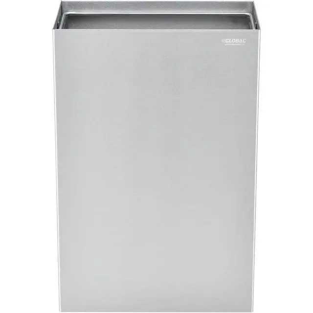 Alt view image 2 of 6 - Stainless Steel Wall Mounted Receptacle with Satin Finish, 11 Gallon Capacity, 15-1/4"W x 7-1/2"D x 24-1/4"H, Surface Mount, For Indoor Use