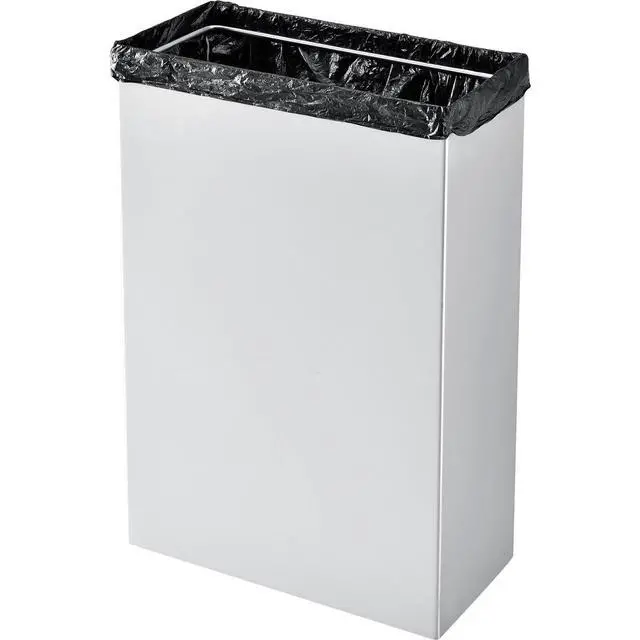 Alt view image 4 of 6 - Stainless Steel Wall Mounted Receptacle with Satin Finish, 11 Gallon Capacity, 15-1/4"W x 7-1/2"D x 24-1/4"H, Surface Mount, For Indoor Use