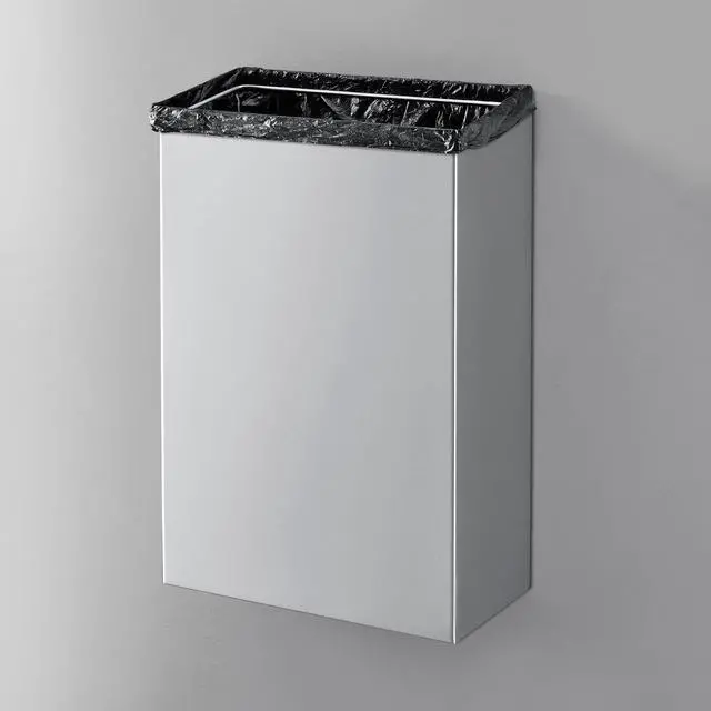 Alt view image 5 of 6 - Stainless Steel Wall Mounted Receptacle with Satin Finish, 11 Gallon Capacity, 15-1/4"W x 7-1/2"D x 24-1/4"H, Surface Mount, For Indoor Use