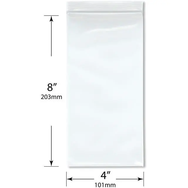 Alt view image 2 of 3 - 4" x 8" (Case of 1,000), 6 Mil Industrial Duty Zipper Reclosable Plastic Bags