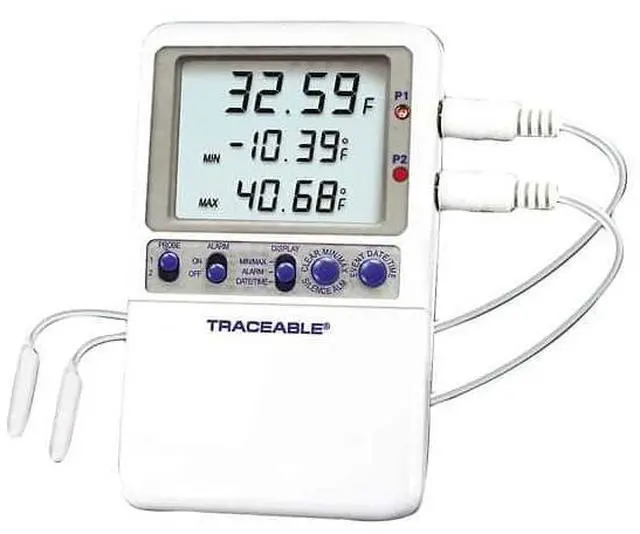 Main image of Calibrated Digital Fridge Thermometer/Freezer Thermometer with 2 Bullet Probes, 58 to 158 Fahrenheit, 0.01 Resolution, Accuracy of 0.3 Degree Celsius