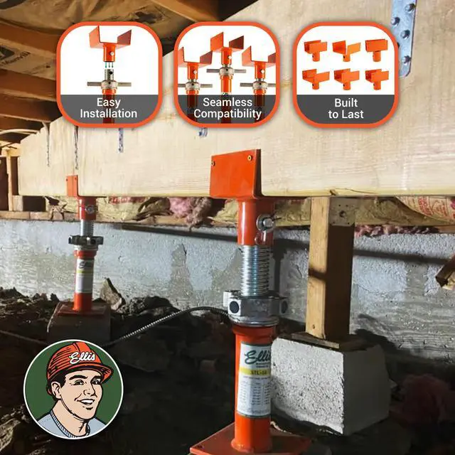 Alt view image 5 of 6 - Manufacturing Company - U-Head Top for Light Duty Steel Shores - Secures to Horizontal Lumber Beams & Joists - Easy to Use with 8 Mounting Holes - 4x4 Joist Holder