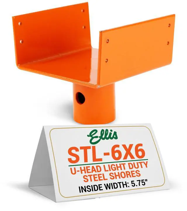 Main image of Manufacturing Company - U-Head Top for Light Duty Steel Shores - Secures to Horizontal Lumber Beams & Joists - Easy to Use with 8 Mounting Holes - 6x6 Joist Holder