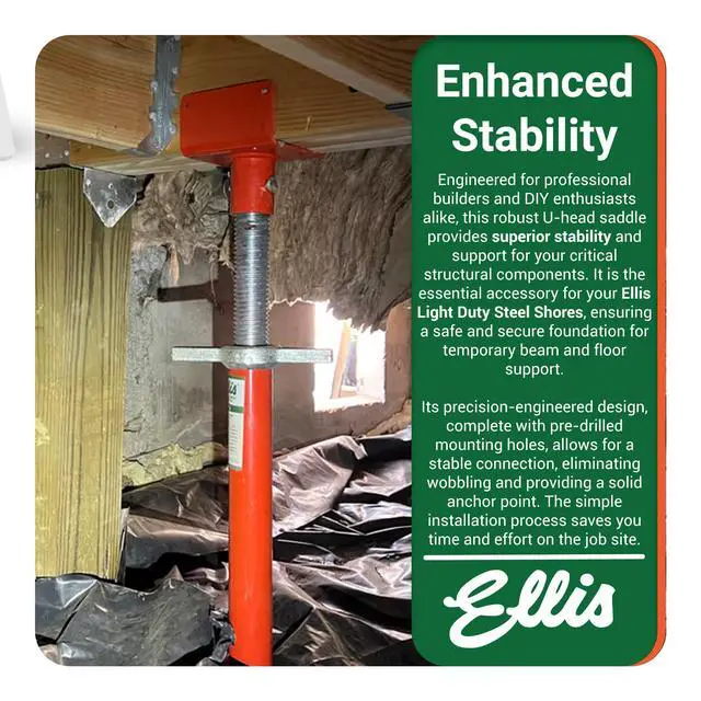 Alt view image 6 of 6 - Manufacturing Company - U-Head Top for Light Duty Steel Shores - Secures to Horizontal Lumber Beams & Joists - Easy to Use with 8 Mounting Holes - 6x6 Joist Holder