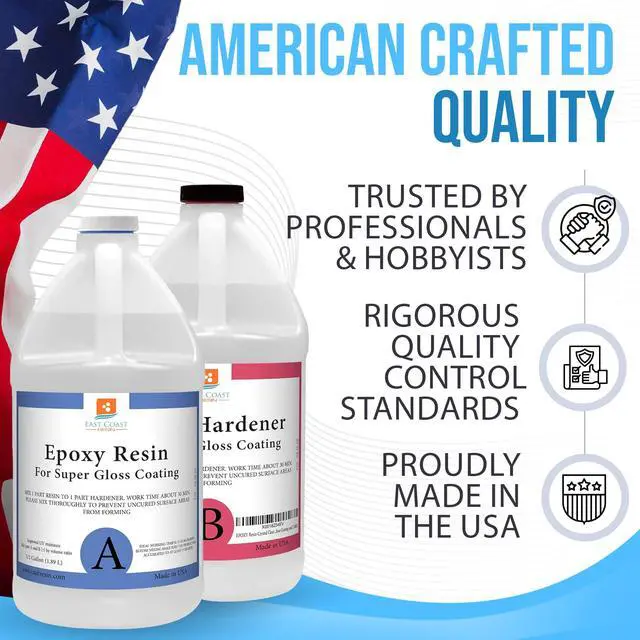 Alt view image 2 of 6 - Epoxy Resin 4 Gallon Kit | 1:1 Crystal Clear Resin and Hardener for Super Gloss Coating | for Bars, Tabletop, Art, Jewelry, Casting Molds | Safe for Use on Wood, Metal, Stone, Plastic, Marine Sealer