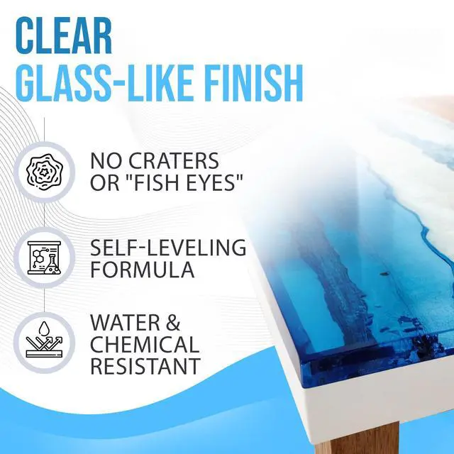 Alt view image 4 of 6 - Epoxy Resin 4 Gallon Kit | 1:1 Crystal Clear Resin and Hardener for Super Gloss Coating | for Bars, Tabletop, Art, Jewelry, Casting Molds | Safe for Use on Wood, Metal, Stone, Plastic, Marine Sealer