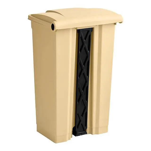 Alt view image 4 of 6 - 23 Gallon Beige Rectangular Step-On Waste Container | Outdoor/Office/Restaurant/School/Kitchen | Commercial Garbage and Trash Container