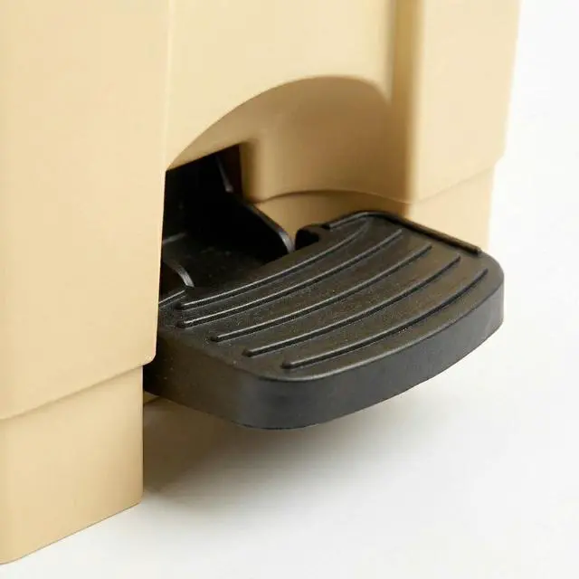 Alt view image 5 of 6 - 23 Gallon Beige Rectangular Step-On Waste Container | Outdoor/Office/Restaurant/School/Kitchen | Commercial Garbage and Trash Container
