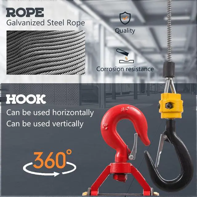 Alt view image 4 of 6 - Electric Hoist Winch 1100lbs, 3 in 1 Portable Electric Winch Manual/Cable/Remote Control, 1500W Electric Hoist with Remote Control 25ft Lifting Height for Lifting Towing 110V