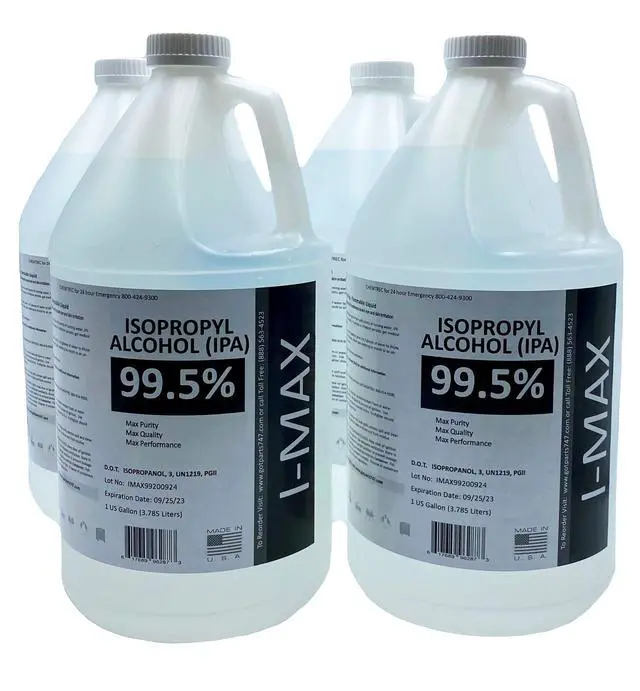 Alt view image 3 of 3 - Isopropyl Alcohol 99.5% (4X1 Gallon) High Purity IPA - Made in USA - Includes A Travel Size Bottle