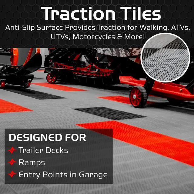 Alt view image 3 of 6 - ProTech XT Garage Flooring, Trailer Flooring, Interlocking Traction Tiles, 9 x 18, Black, 24-Pack