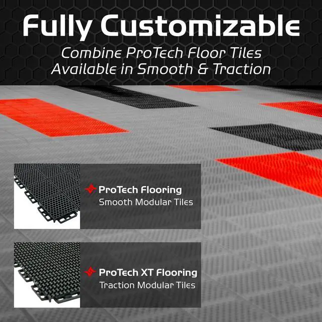 Alt view image 6 of 6 - ProTech XT Garage Flooring, Trailer Flooring, Interlocking Traction Tiles, 9 x 18, Black, 24-Pack