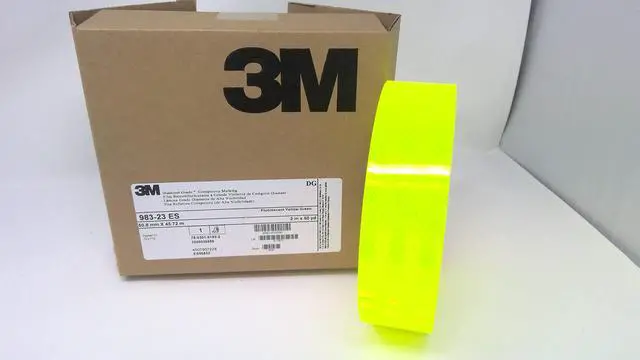 Alt view image 3 of 5 - 2" x 150' Roll 3M Fluorescent Yellow Green Reflective Safety Tape 983-23