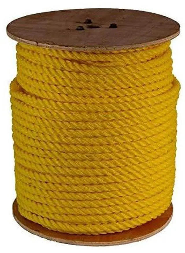 Main image of GWP 5/8" x 600' 3 Strand Yellow Polypropylene Rope (5,580 lbs. Tensile Strength) Various Sizes in Listing