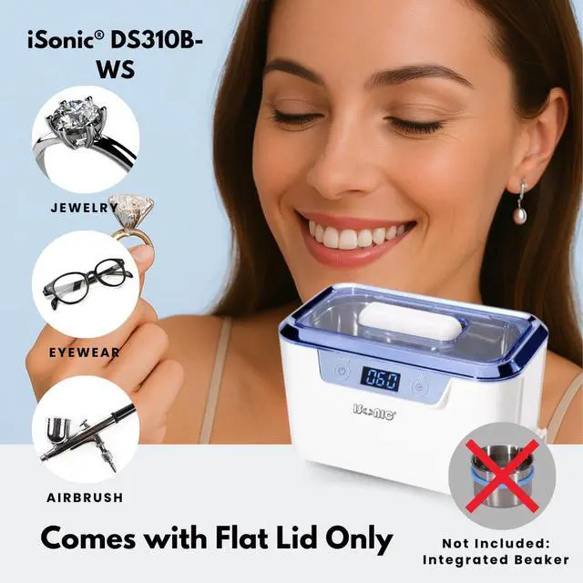 Alt view image 3 of 6 - ® DS310B-WS Miniaturized Commercial Ultrasonic Cleaner with a Flat Lid for Eyeglasses, 110V 55W