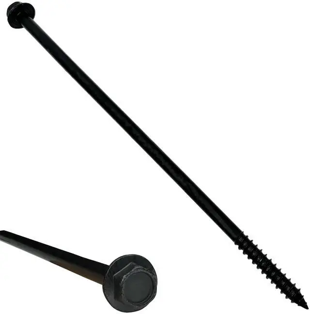 Main image of (50) 3/8 X 12 Black Hex Head Lag Wood Screws, Heavy Duty lag Bolts for Timber, Tree Houses, Fences by -Qty 50