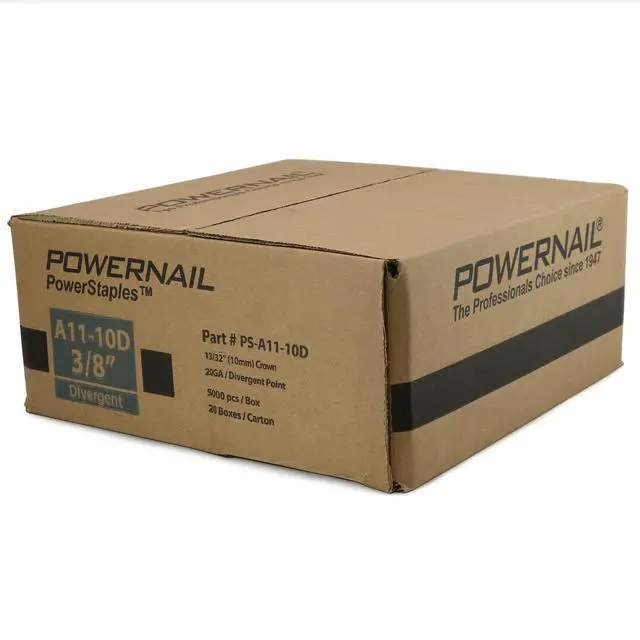 Alt view image 2 of 5 - PSA1110D 20 Gauge 13/32 Inch Crown 3/8 Inch Length Divergent Point Collated Galvanized Staples, A11 / T50 Series (Box of 100,000)