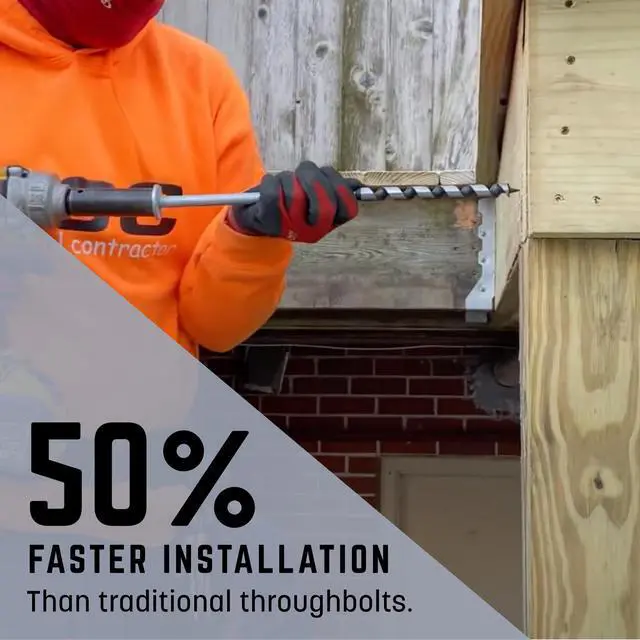 Alt view image 5 of 6 - Fasteners AugerBolt Through Bolt Fastening System, Galvanized Heavy-Duty Carriage Bolts, Rust & Corrosion Resistance for Post-to-Beam Connections, 24 Bolts with Drill Bit, Hex Nuts, & Washers