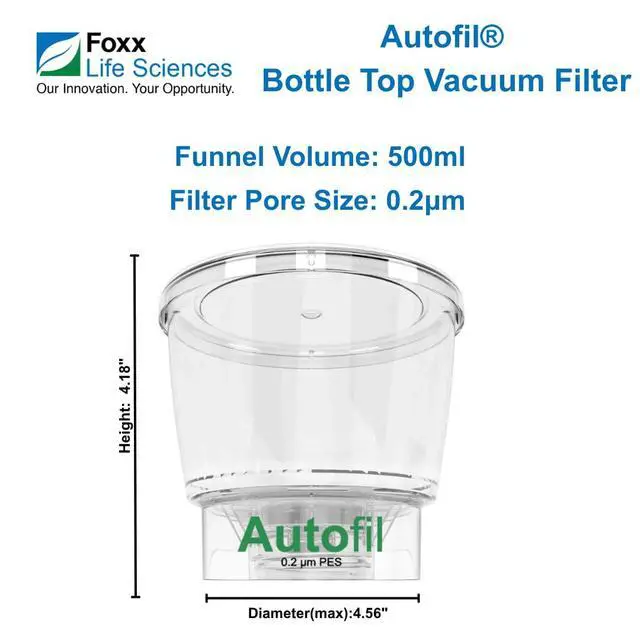 Alt view image 2 of 6 - Bottletop Lab Filters Pack of 24 Autofil Sterile Disposable Vacuum Bottle Top Filter 500 ml Funnel Only with 0.2um Sterilizing PES Membrane